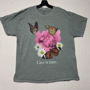Adult Large Pac Sun Give It Time Butterflies Flower T-Shirt (Loose Fit) PacSun L